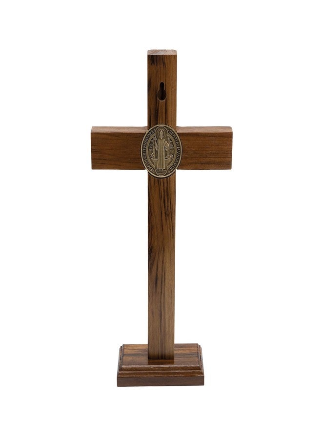 Intercession Saint Benedict Standing Crucifix Cross (Antique Gold) - Image 3